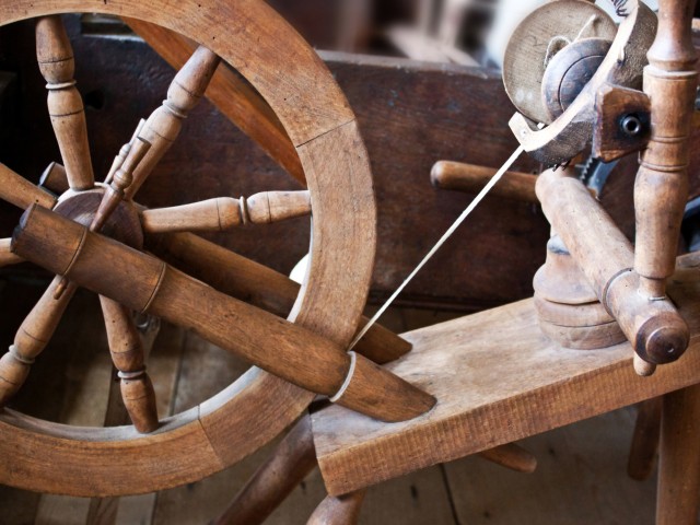 Nahaufnahme von einem Cashmere Spinnrad