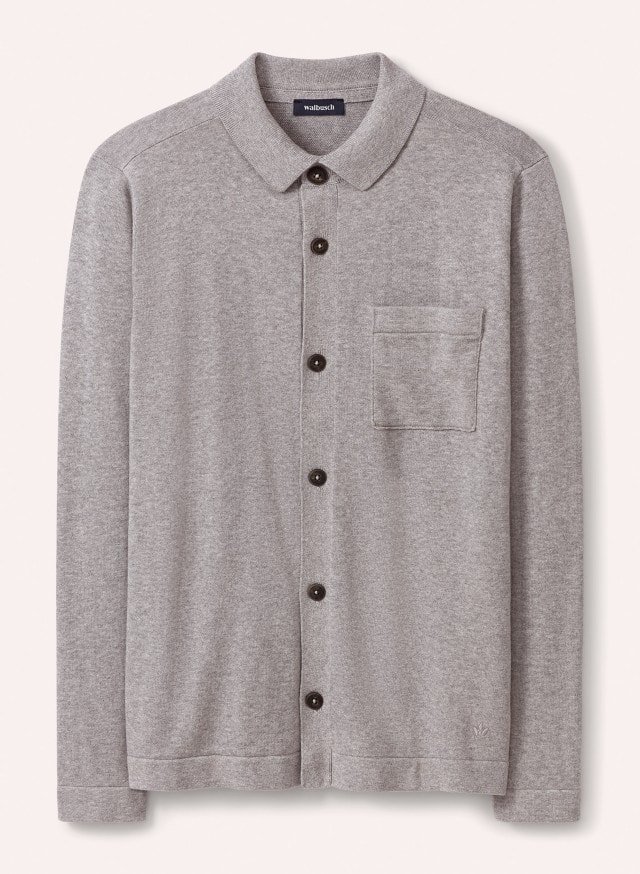 Abbildung Geknöpftes Strickpolo in der Farbe Grau Melange