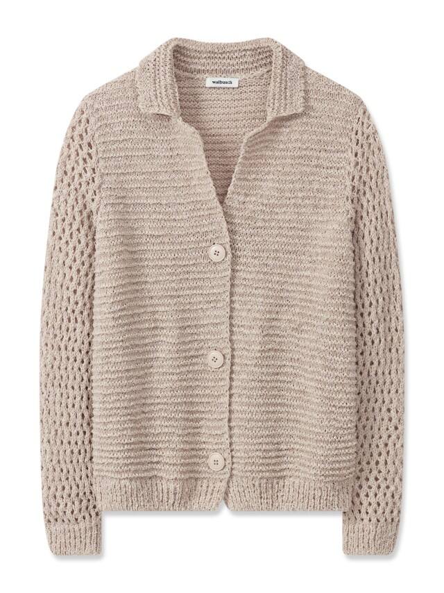 Strickjacke aus einem Leinenmix-Bändchengarn in der Farbe Natur