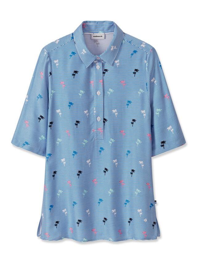 Polo Bluse aus weichfließende Viskose mit Palmendruck