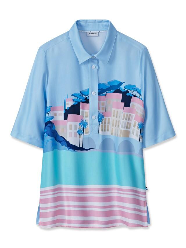 Polo Bluse aus Viskose mit lebendigen Dessins
