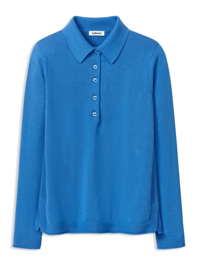 Abbildung Polo-Pullover mit Seide in Meerblau Abbildung Polo-Pullover mit Seide in Meerblau