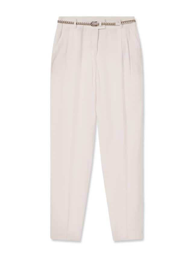 Abbildung Bundfaltenhose aus Leinenmix in Offwhite