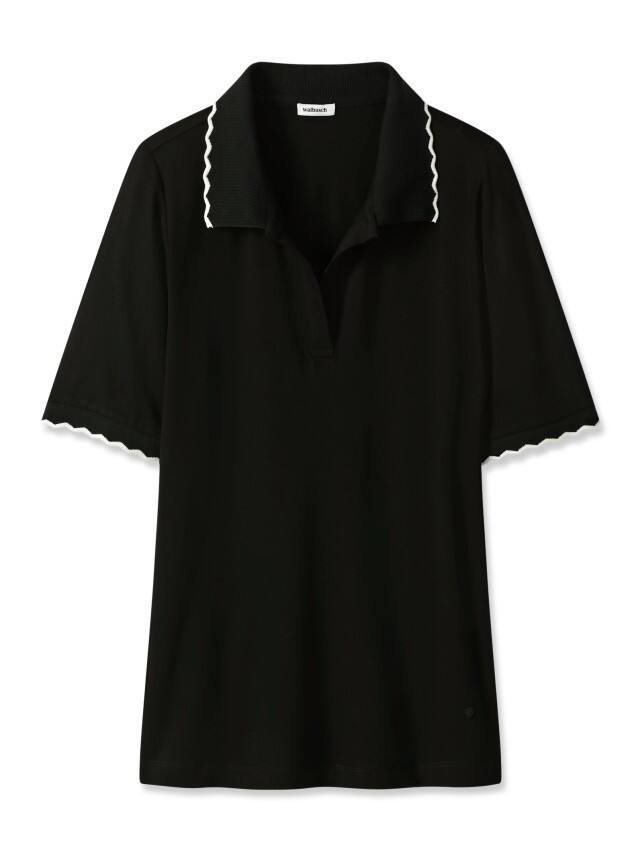 Poloshirt Wellenkante in Schwarz
