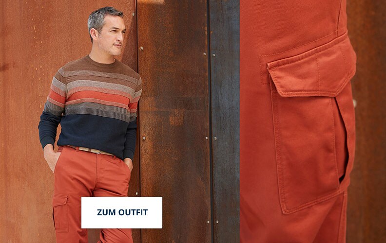 Outfit Baumwoll-Pullover Effektstreifen | Walbusch