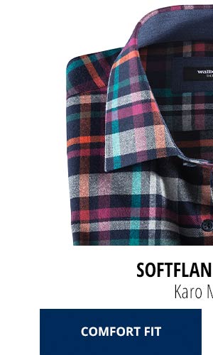 Softflanell-Hemd Comfort Fit - Karo Marine | Walbusch