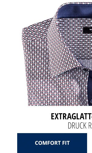Extraglatt-Aktiv-Hemd Comfort Fit - Druck Rot/Blau | Walbusch