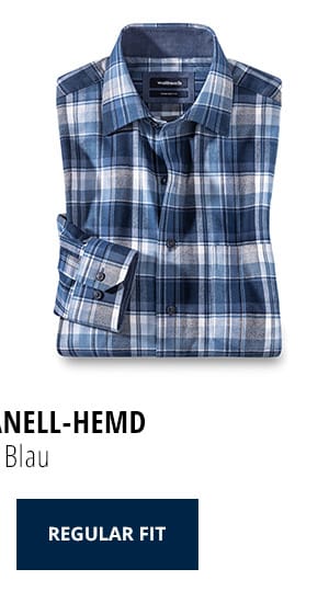 Thermoflanell-Hemd, Regular Fit - Karo Blau | Walbusch