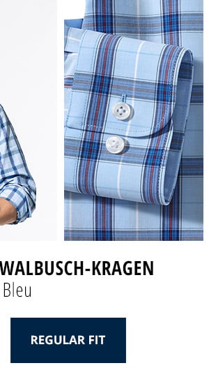 Extraglatt-Hemd Walbusch-Kragen Regular Fit - Karo Bleu | Walbusch