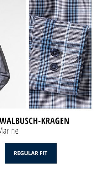 Extraglatt-Hemd Walbusch-Kragen Regular Fit - Karo Marine | Walbusch