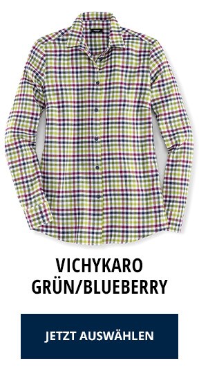 Kuschelflanell-Hemdbluse - Vichykaro Grün/Blueberry | Walbusch