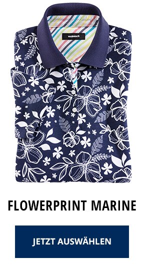 Poloshirt Hitzefrei - Flowerprint Marine | Walbusch