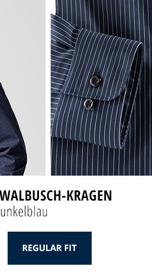 Extraglatt-Hemd Walbusch-Kragen Regular Fit - Streifen Dunkelblau | Walbusch