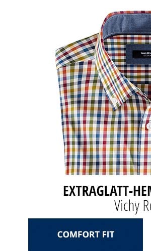 Extraglatt-Hemd Herbstlaub - Vichy Rot/Blau, Comfort Fit | Walbusch