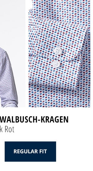 Extraglatt-Hemd Walbusch-Kragen Regular Fit - Druck Rot | Walbusch