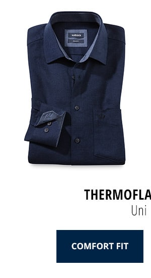 Thermoflanell-Hemd, Comfort Fit - Uni Blau | Walbusch