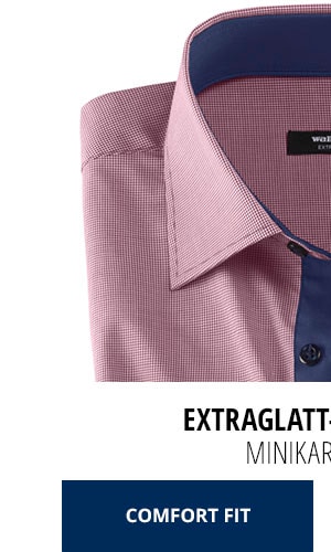 Extraglatt-Aktiv-Hemd Comfort Fit - Minikaro Beere | Walbusch