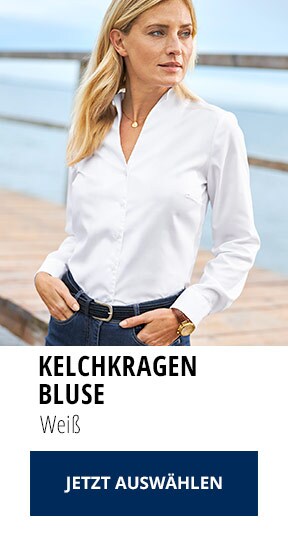 Extraglatt-Bluse Kelchkragen - Weiß | Walbusch