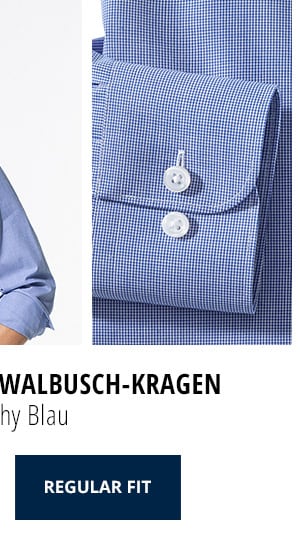 Extraglatt-Hemd Walbusch-Kragen Regular Fit - Minivichy Blau | Walbusch