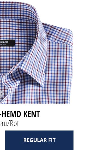 Extraglatt-Hemd Kent Regular Fit, Karo Blau/Rot | Walbusch