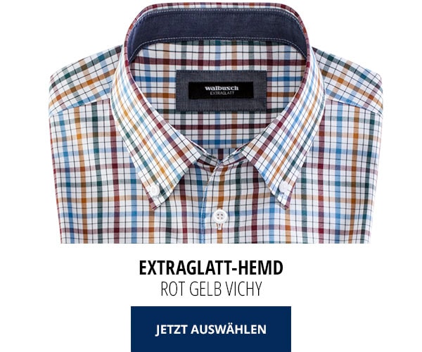 Extraglatt-Hemd Herbstlaub - Rot/Gelb Vichy | Walbusch