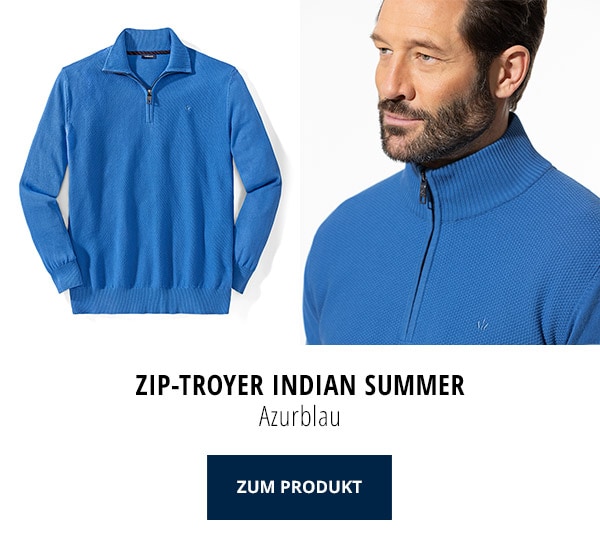 Zip-Troyer Indian Summer Azurblau | Walbusch