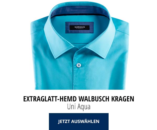 Extraglatt-Hemd Walbusch-Kragen Uni Aqua | Walbusch