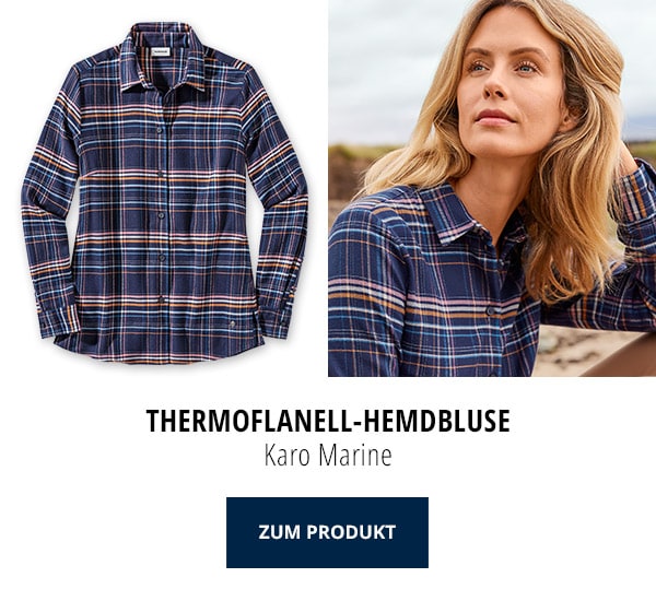 Thermoflanell-Hemdbluse Karo Marine | Walbusch