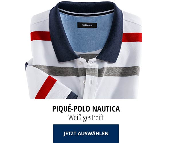 Piqué-Polo Nautica Weiß gestreift | Walbusch
