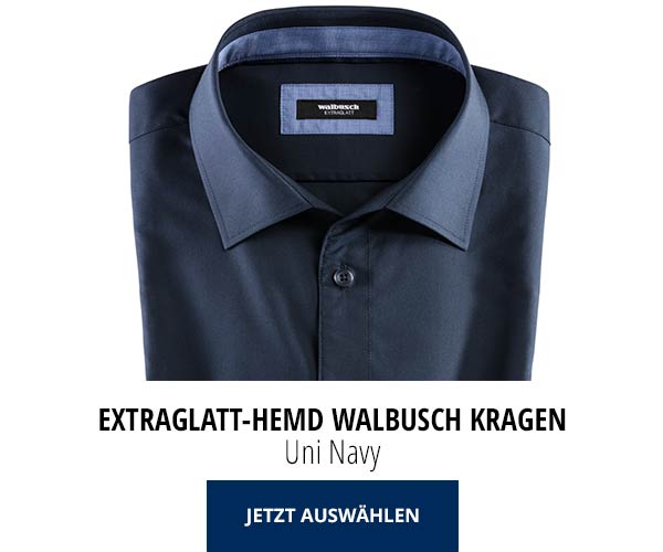 Extraglatt-Hemd Walbusch-Kragen Uni Navy | Walbusch