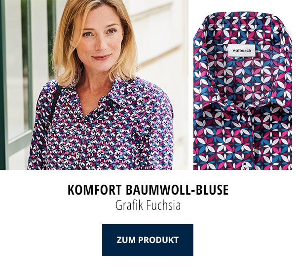 Komfort Baumwoll-Bluse Grafik Fuchsia | Walbusch