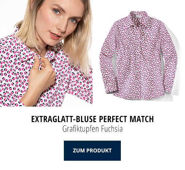 Extraglatt-Bluse Perfect Match Grafiktupfen Fuchsia | Walbusch