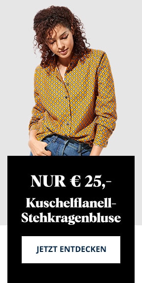 Kuschelflanell-Stehkragenbluse | Walbusch