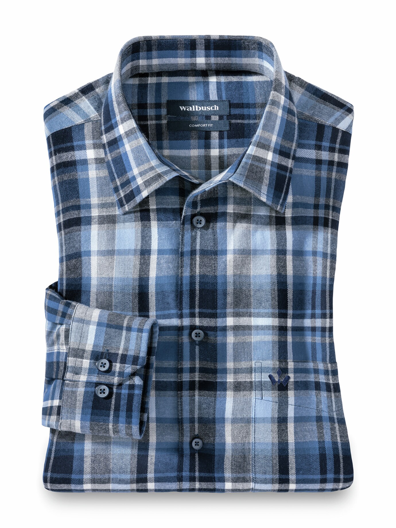 Premium-Flanell-Hemd Karo Blau/Blau