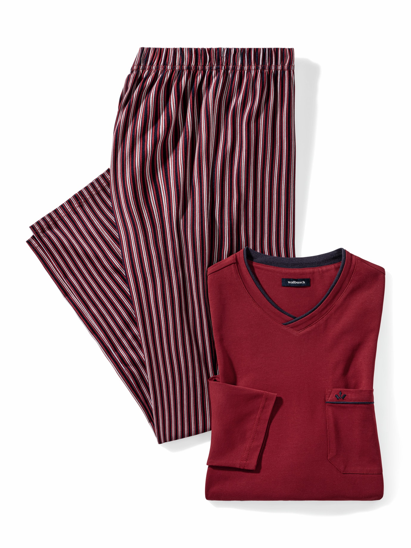 V-Pyjama Softcotton Rot/Blau