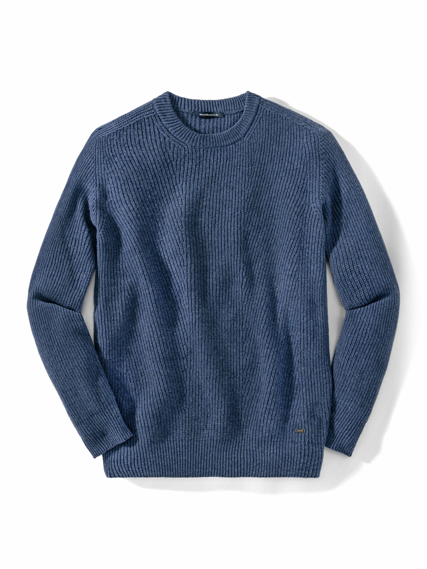 Cashmino Pullover Nahtlos Mittelblau