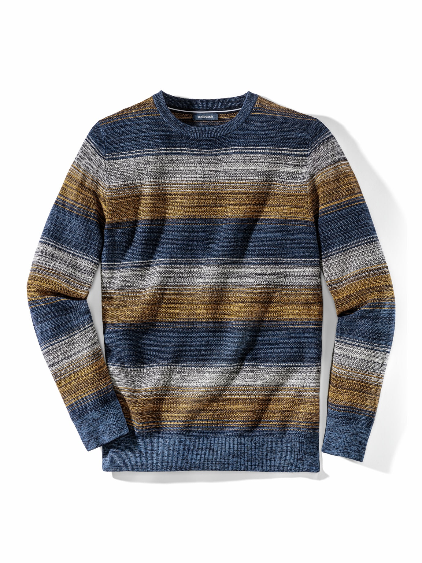 Struktur-Pullover Ombre Blau/Incagold