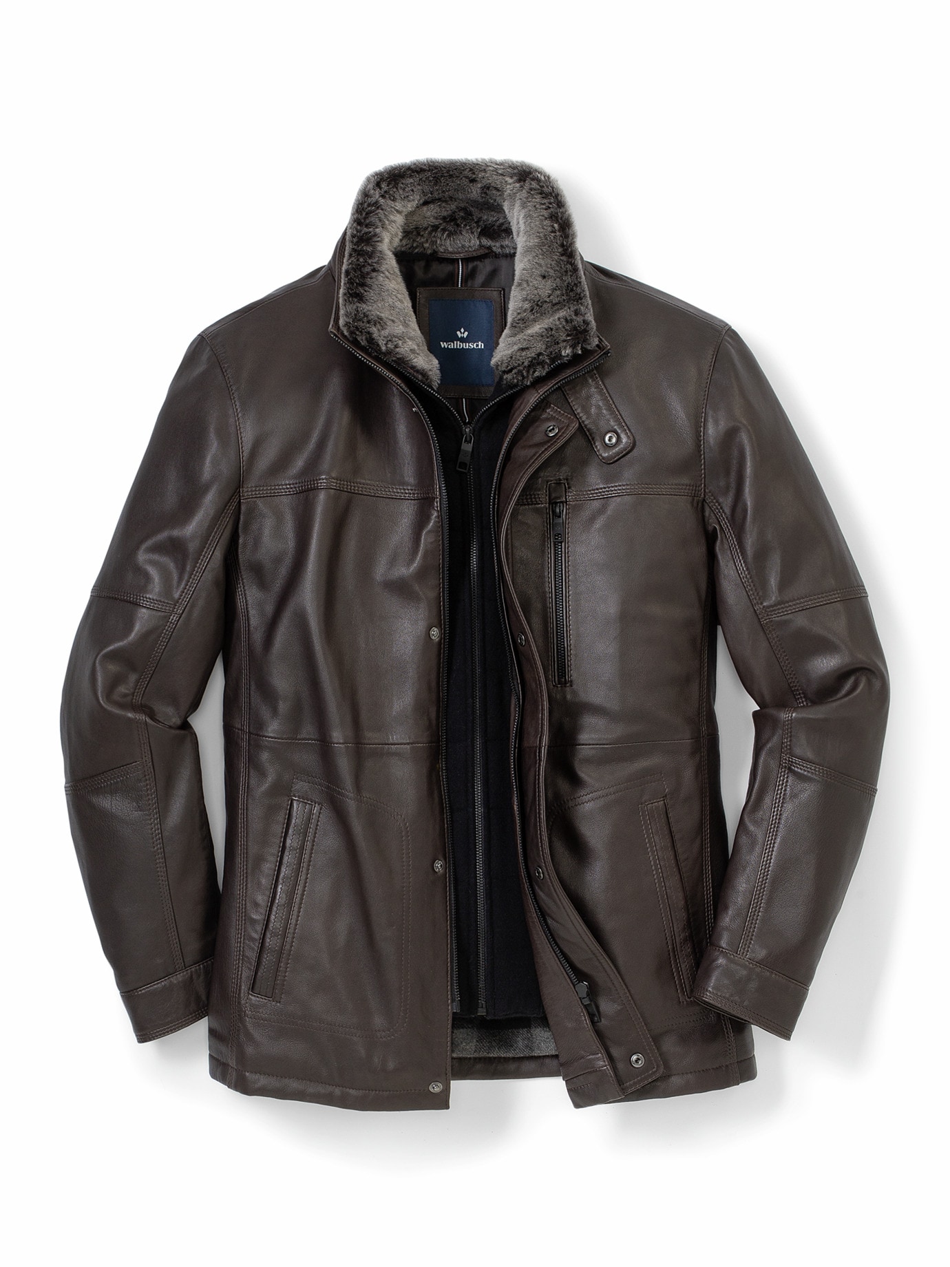 Lammnappa Langjacke 2in1 Dunkelbraun