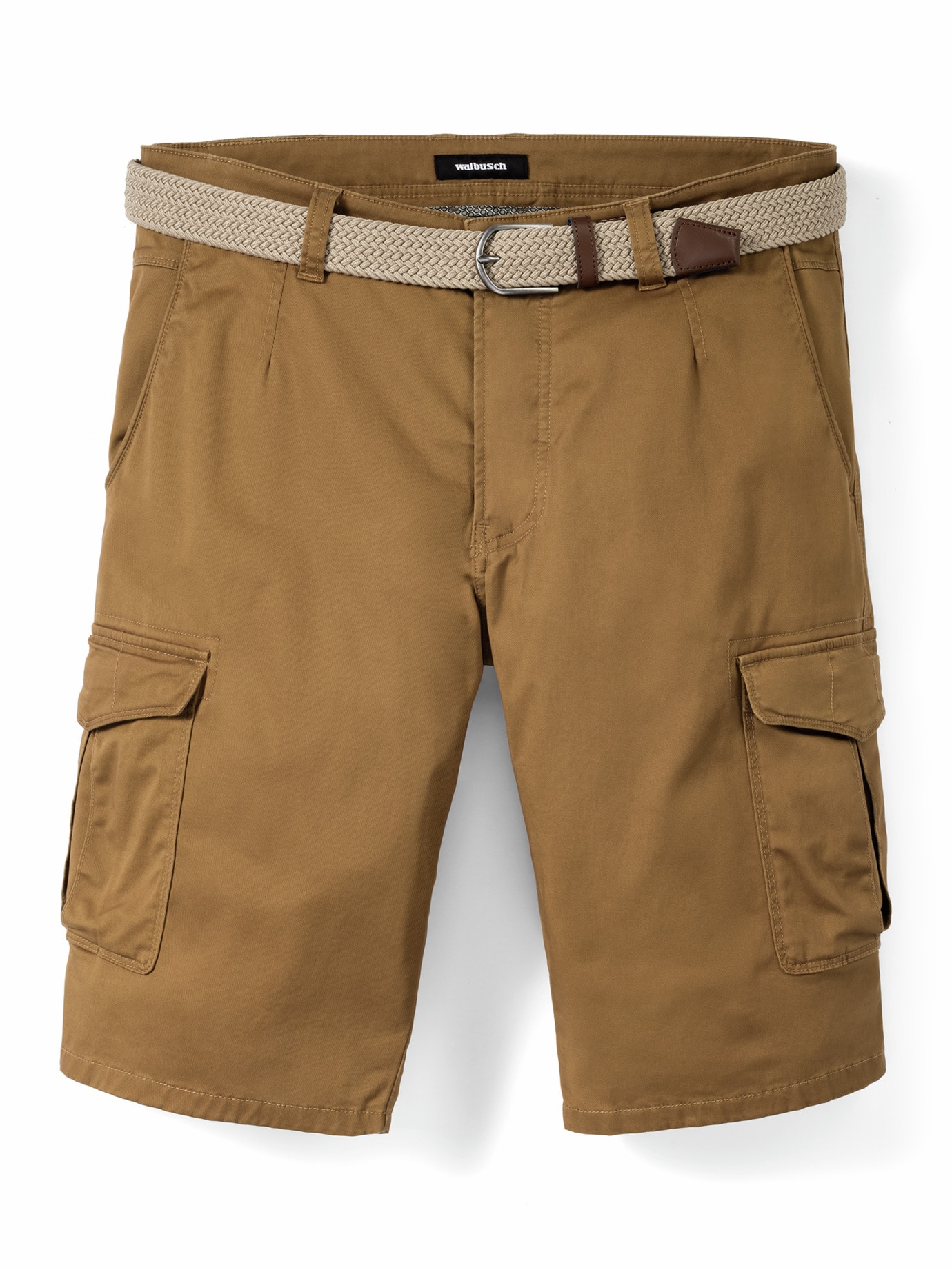 Extraglatt Gürtel Cargo-Bermudas Curry