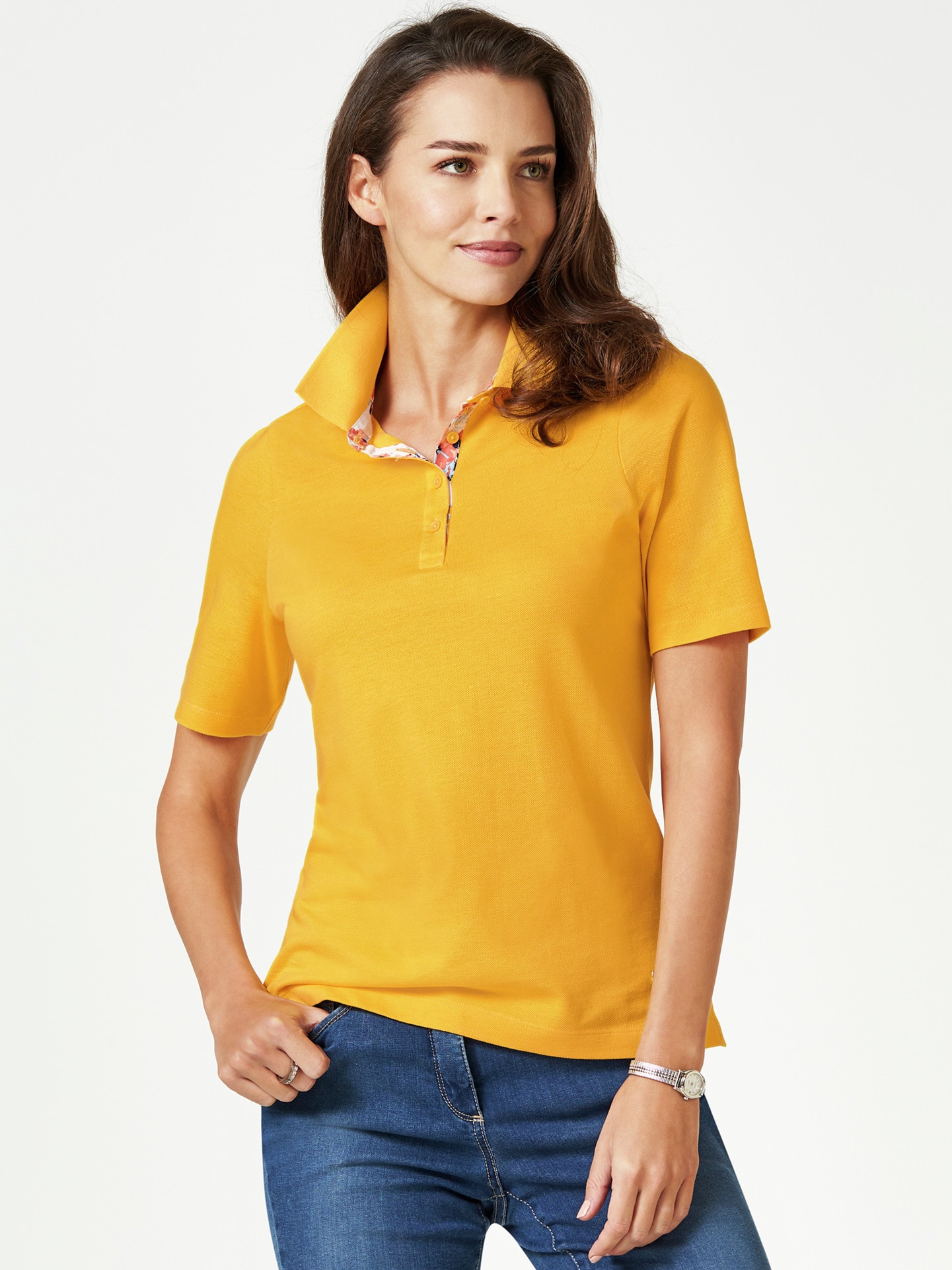 Pique-Polo Sommer Cotton Gelb