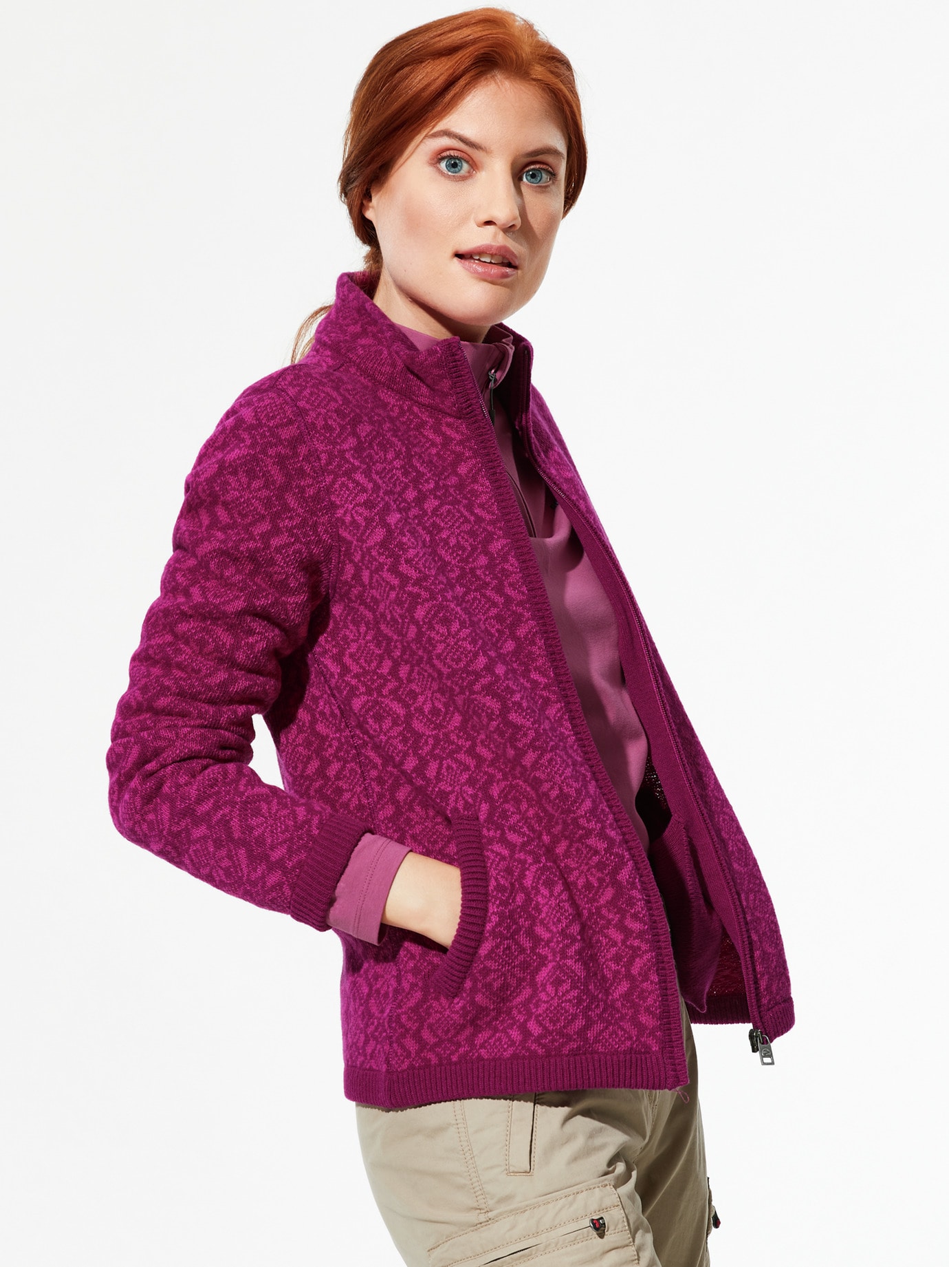 Strickjacke Stern Beere