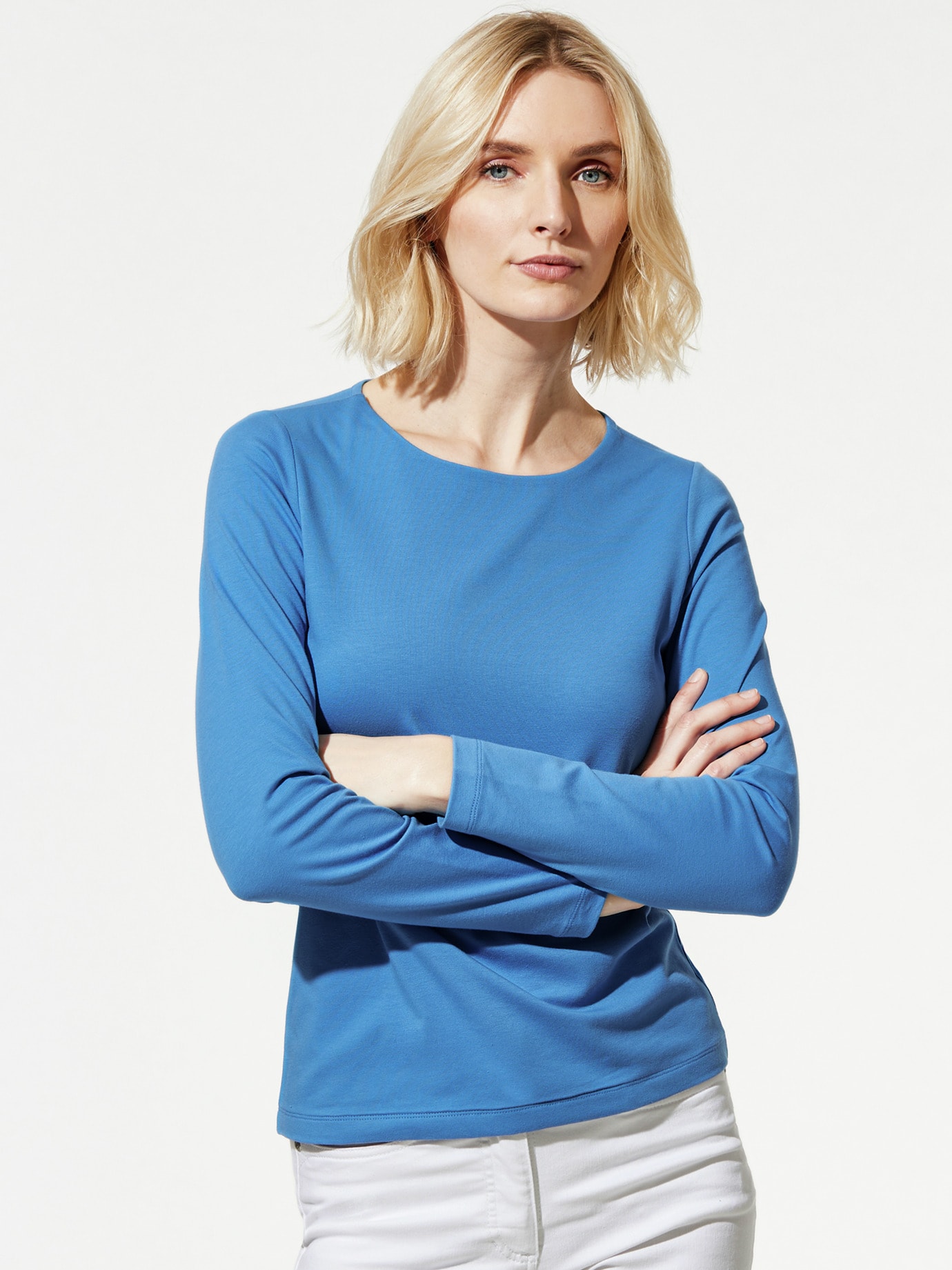 Baumwollshirt Double Königsblau