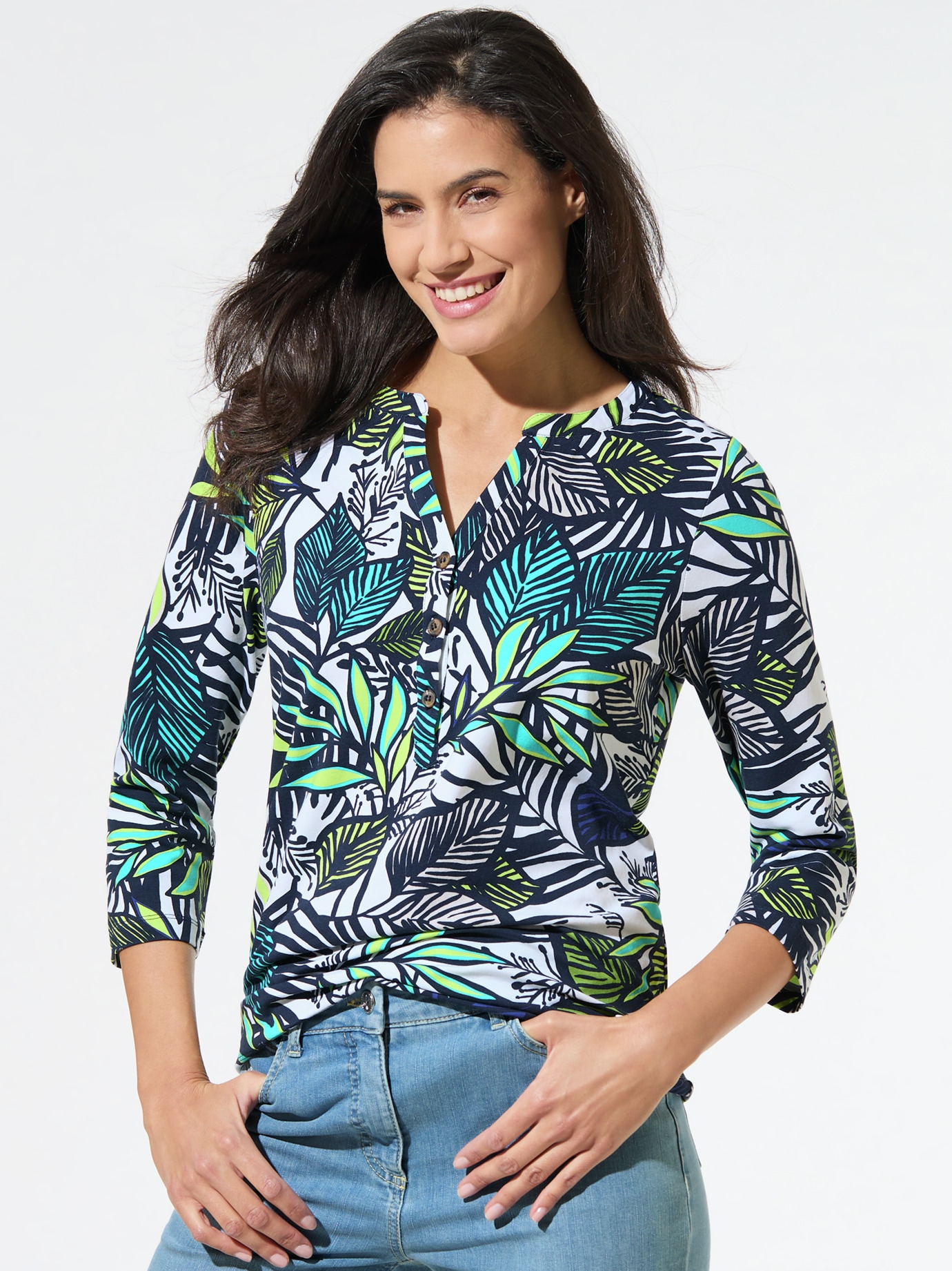 Modalshirt Tropenwald Marine