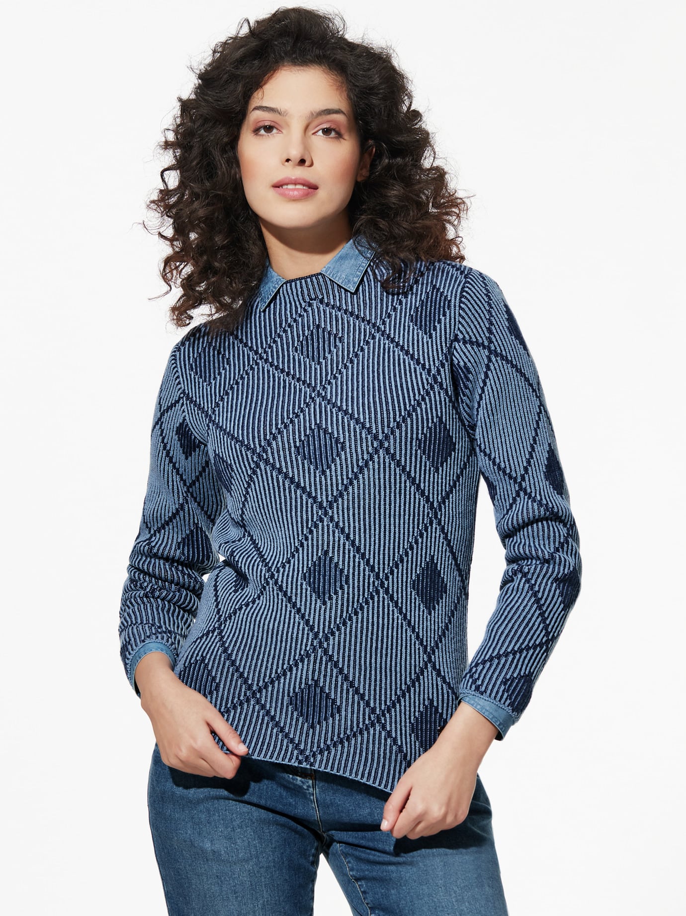Vanise-Pullover Karree Jeansblau/Marine