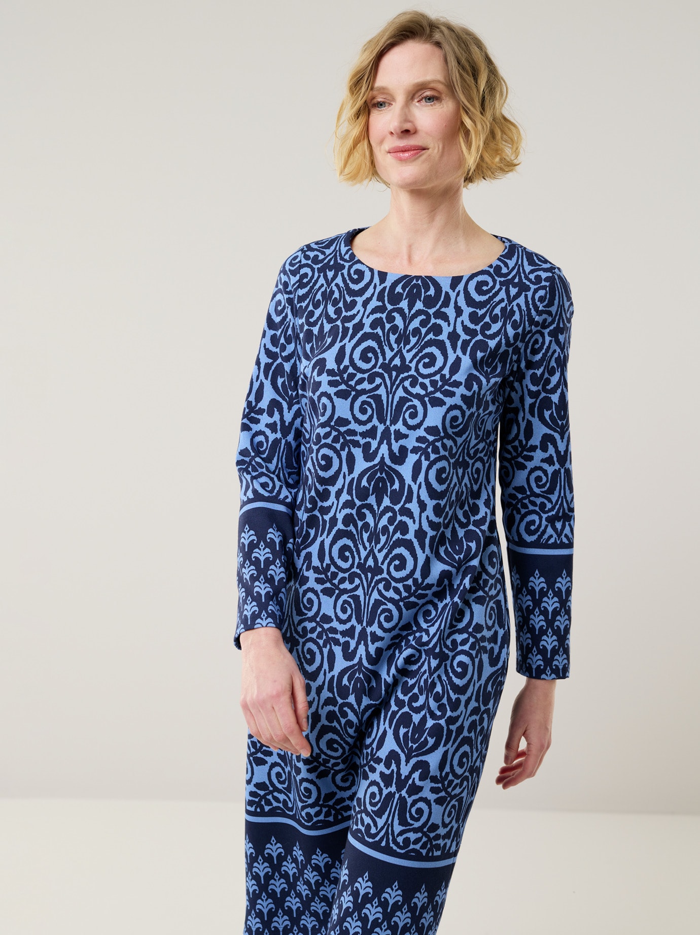 Jerseykleid Ornament Marine/Blau
