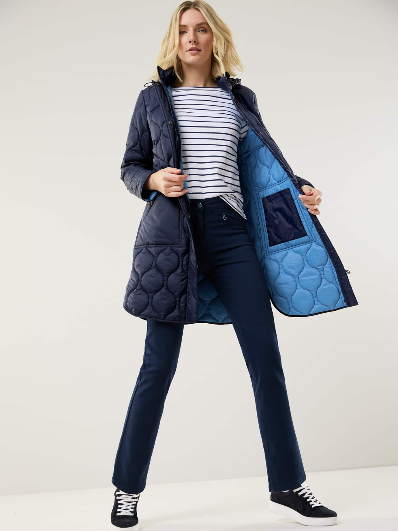 Leichter Steppmantel Steppmantel Navy Steppmantel GlÃ¤nzend