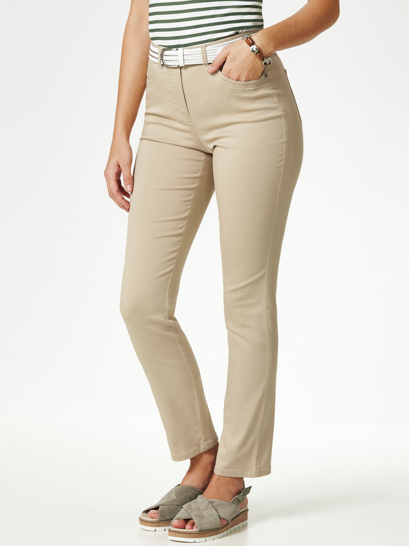 Extraglatt Baumwollhose Slim Fit Safaribeige