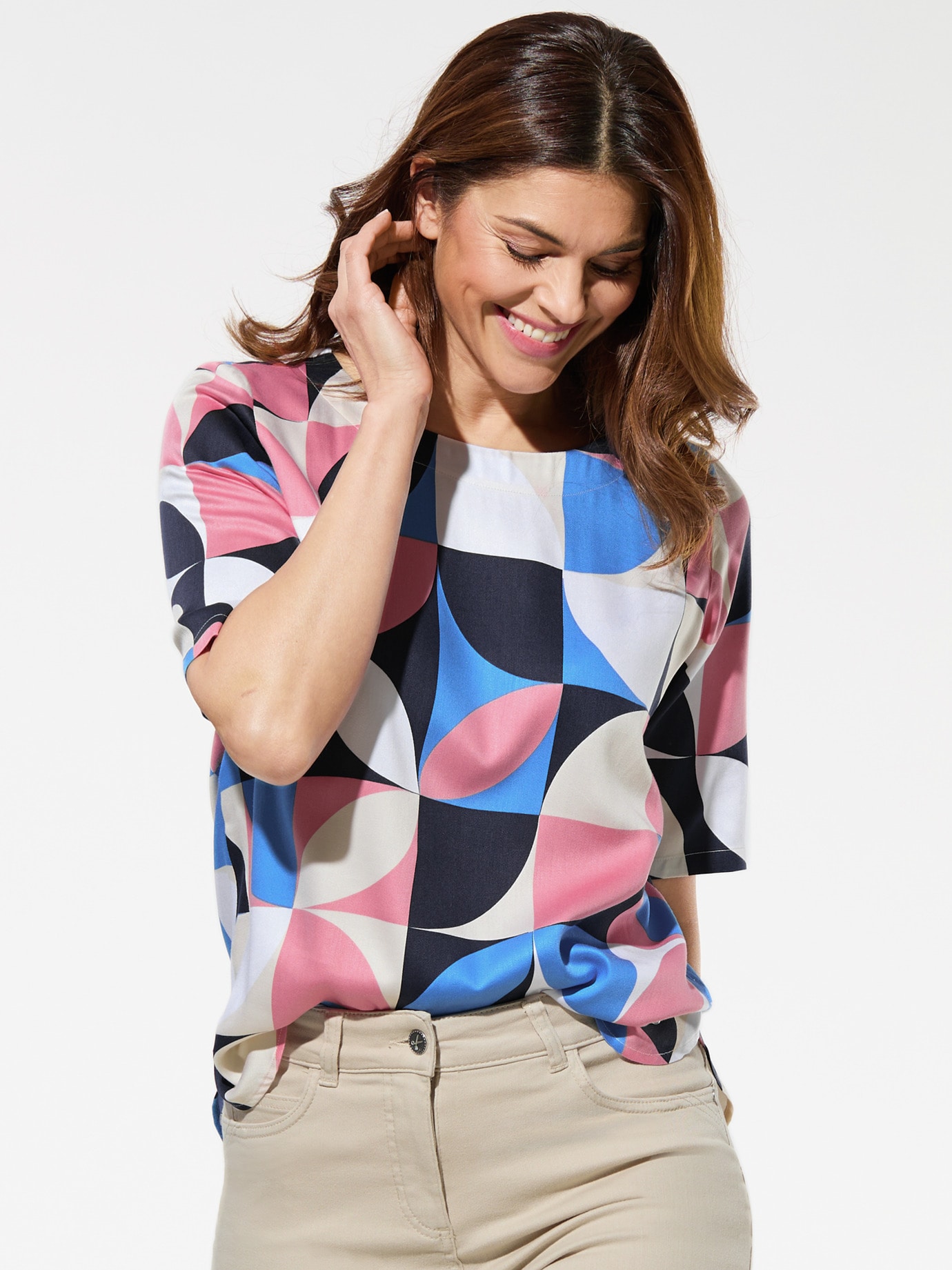 T-Shirt-Bluse Extra Leicht Druck Multicolor