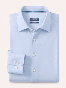 Comfort-Pique Hemd Bleu/Weiß