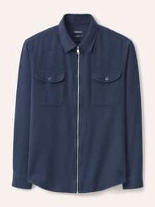 Flanell-Hemd mit Reißverschluss Marine